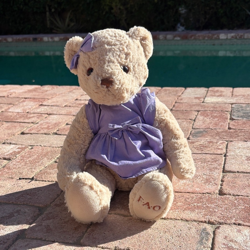 FAO Teddy Bear in Lavender Dress 🥰